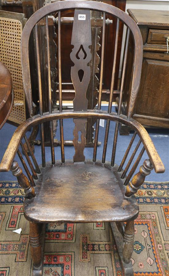 A 19th century Thames Valley ash and elm Windsor rocking chair